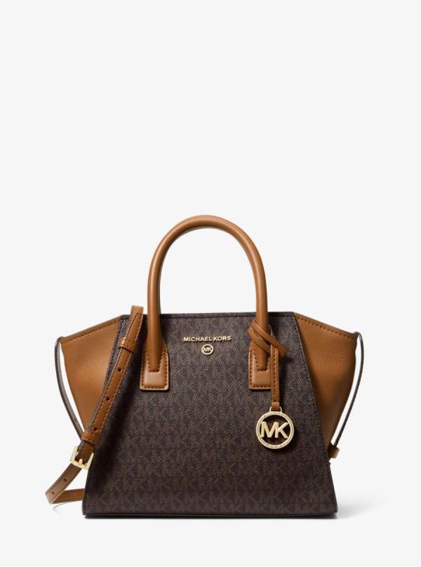 Damske Satchel Taske Michael Kors Avril Small Logo Top-Zip Čokoláda Žlté - Kabelky Michael Kors Akcia | GDSIF-4870